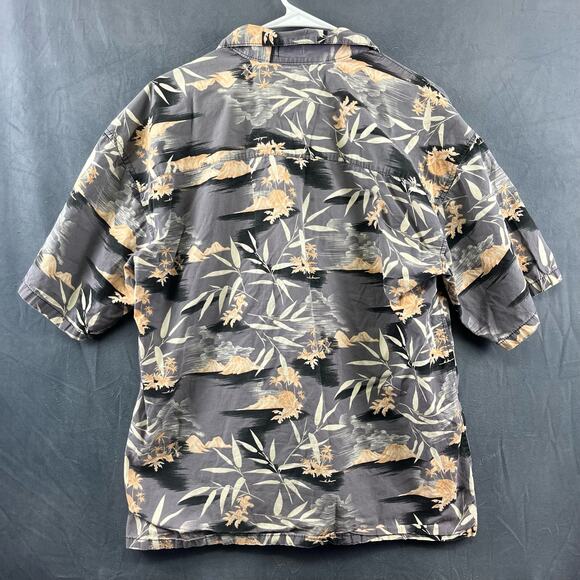 Sunset Breeze Hawaiian Large Shirt Volcanoes Plants Mountains Ocean Palm Trees - Picture 2 of 9